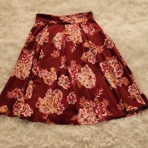 Fall || Floral Midi Pleated Skirt